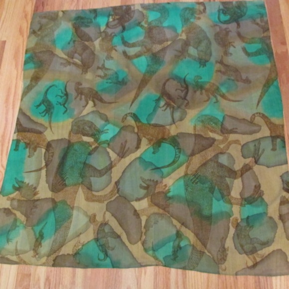 Sheer Silk Scarf with Dinosaurs - Picture 1 of 7